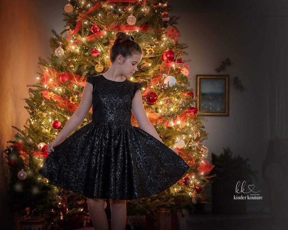 Kinder Kouture Christmas Little Black Sparkle Dress
