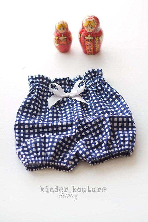 Paperbag Shorties Aqua Gingham - Kinder Kouture