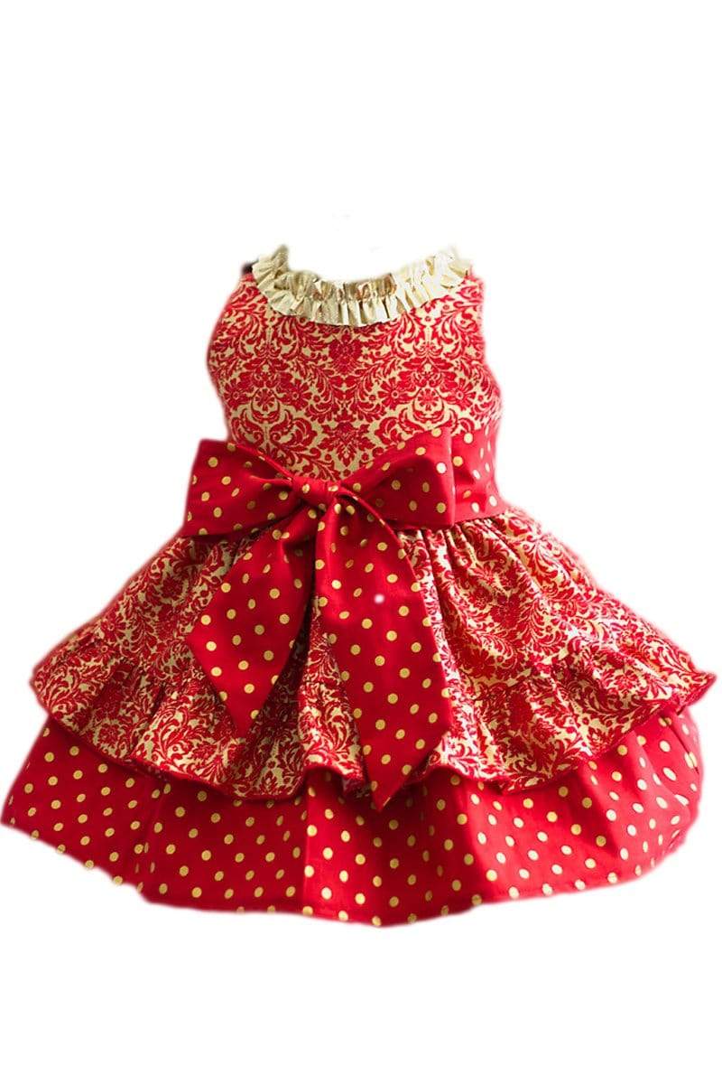 Kinder Kouture Ready-To-Ship 2T / Red RTS Festive Red Shimmer Christmas Dress