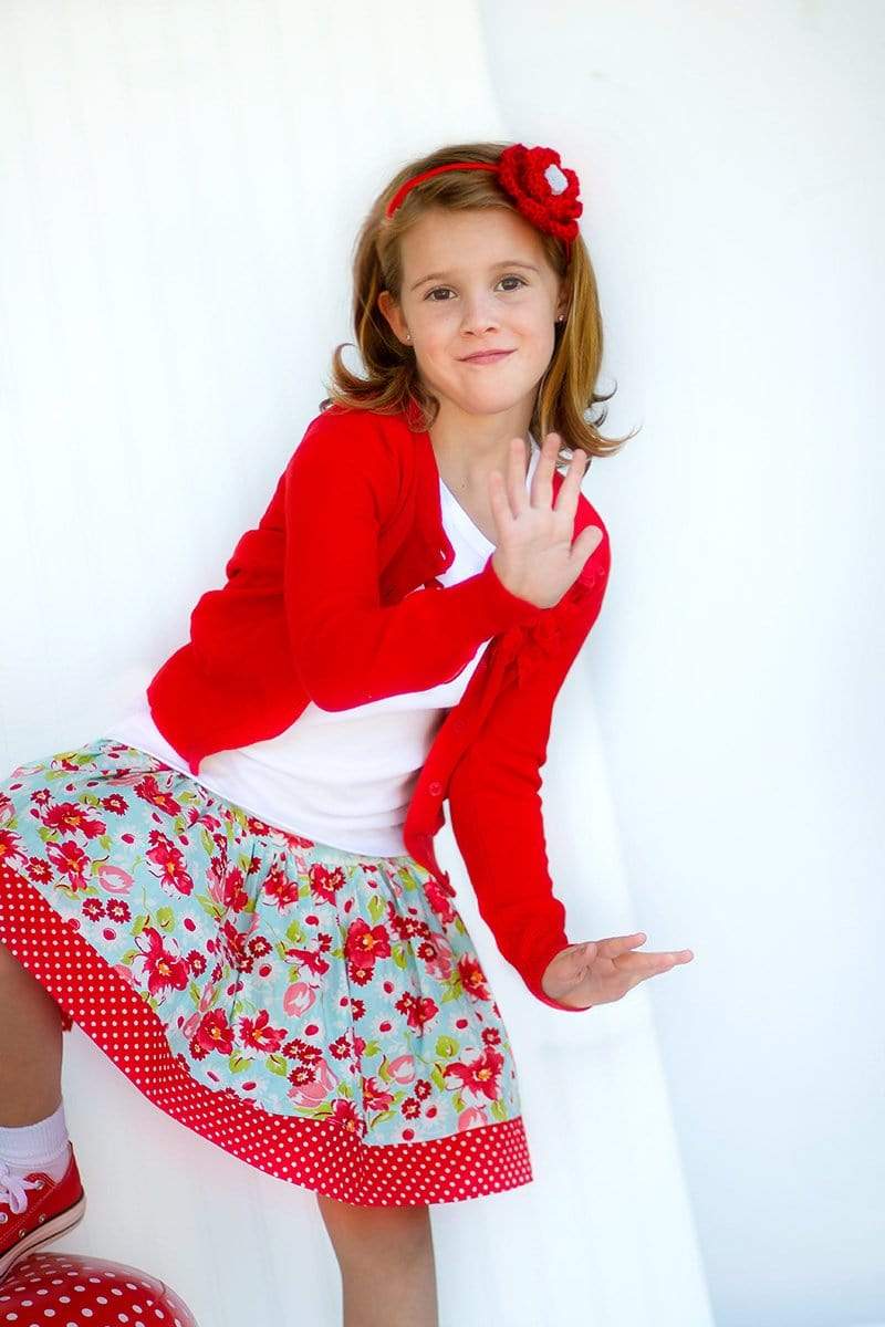 Red Floral Picnic Skirt - Kinder Kouture