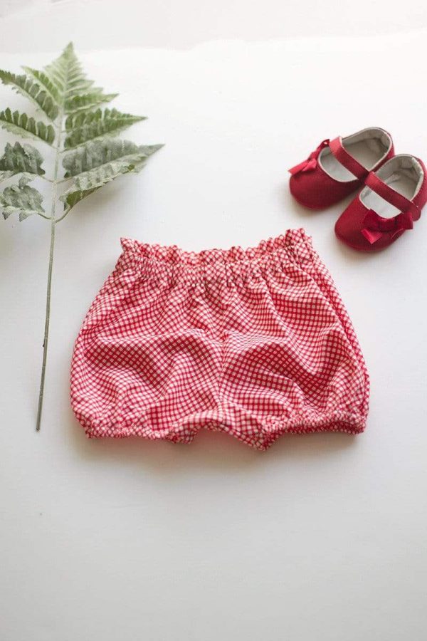 Red Gingham Paperbag Shorties - Kinder Kouture