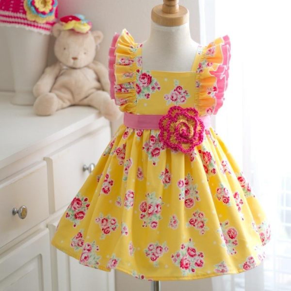 RTS Yellow Rose Dress 3T - Kinder Kouture